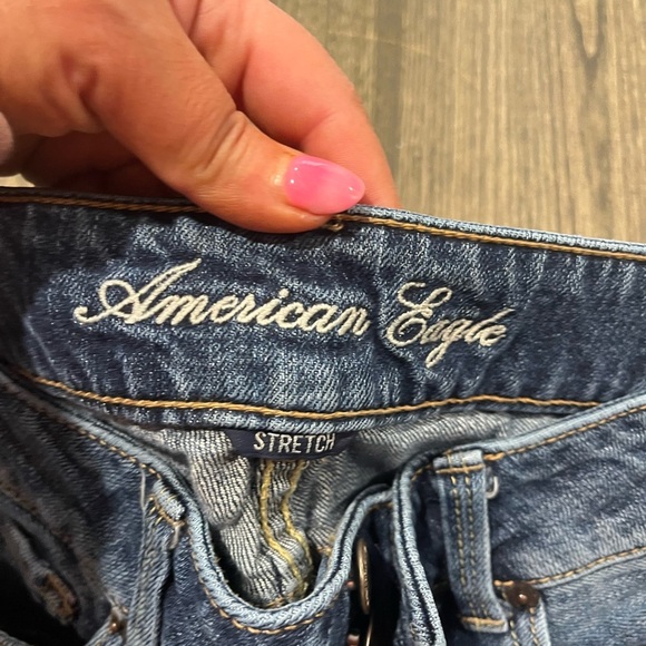 American Eagle Artist Jeans Straight Leg Low Rise Stretch Denim Dark Wash Size 2 - Picture 8 of 13